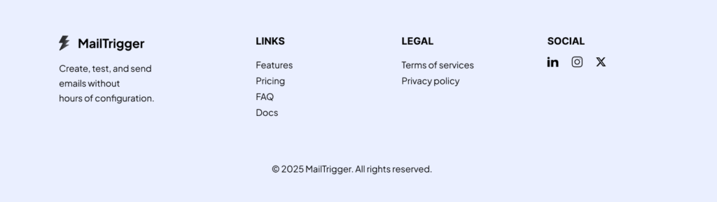 Example of a footer section